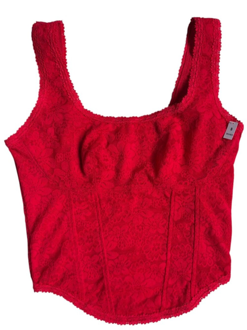 NWT PINK by Victoria's Secret Unlined Lace Bustier Style Bralette (Red) - Small